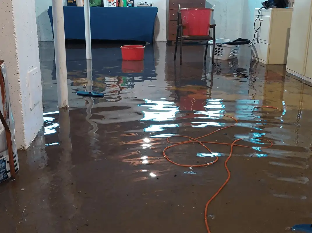 Basement with boiler, cabinets and washing machine completely flooded in Long Beach, CA